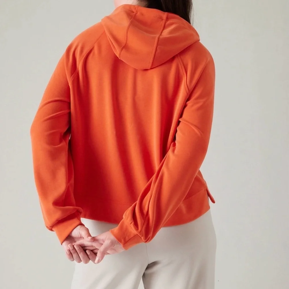 ATHLETA WOMEN'S LARKSPUR RED LONG SLEEVE SEASOFT HOODIE SWEATSHIRT Sz Small